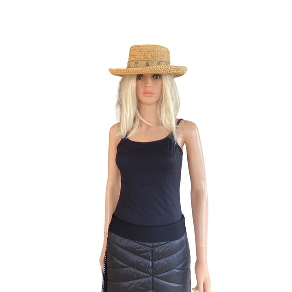 SCALA Wide Brim Straw Raffia Safari Hat S/M Unisex Palm Trees Pineapple Hat - Picture 12 of 15